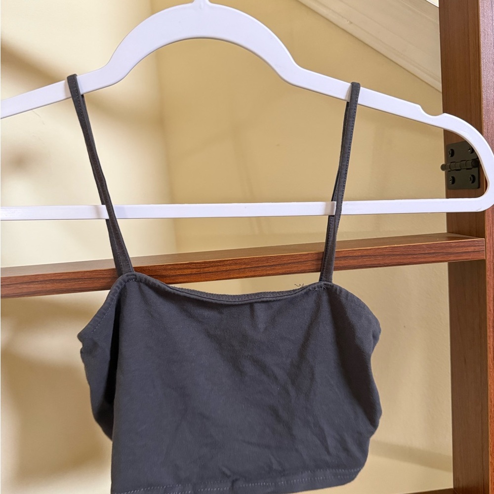 H&M Charcoal Gray Cropped Spaghetti Strap Tank